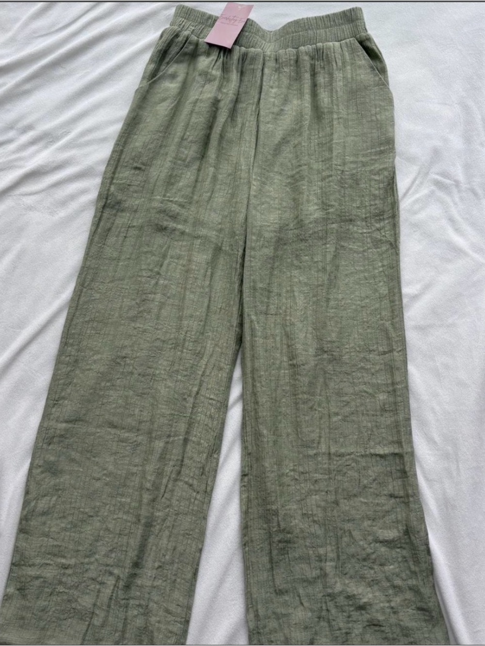 Olive Green Straight-Leg Linen Pants Size Medium Brand new with tags